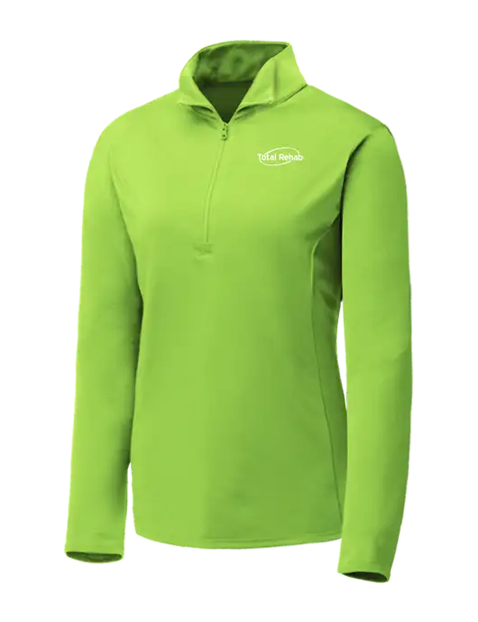 Lime Shock Womens Posicharge Competitor ¼ Zip Pullover w/Total Rehab Logo