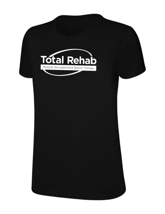 Womens Ring Spun Jet Black 4.5 oz T-Shirt w/Total Rehab Logo