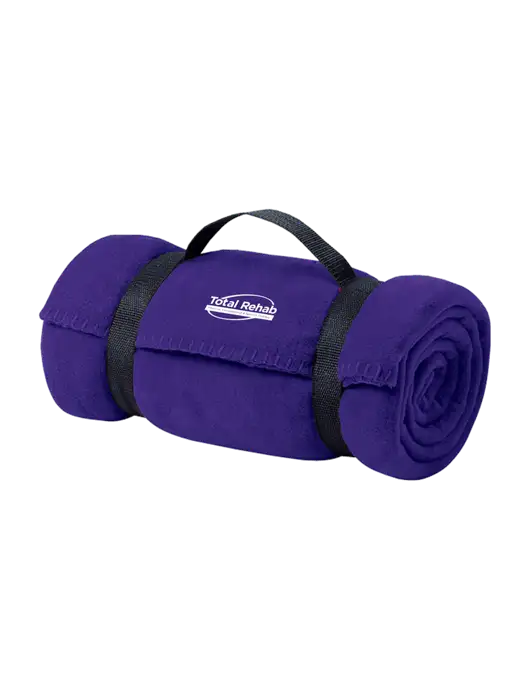 Casual Purple Fleece Blanket With Strap w/Total Rehab Logo