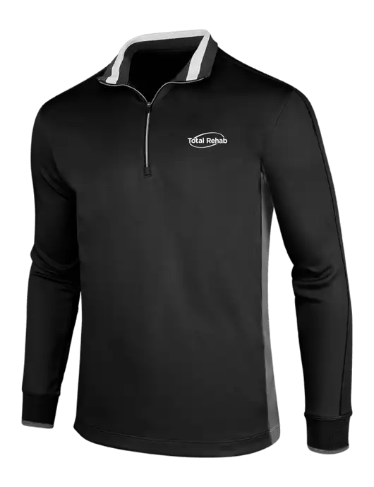 NIKE Black/Dark Grey/White Dry-Fit 1/2 Zip Cover-Up w/Total Rehab Logo