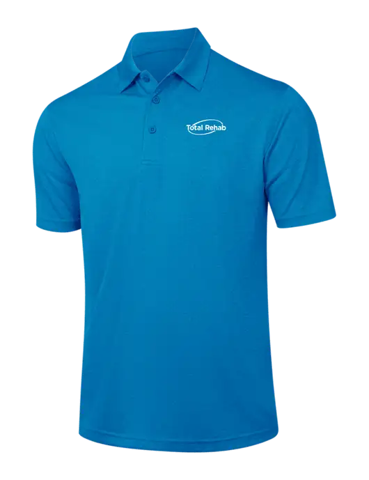 Sapphire Blue Heather Contender Polo w/Total Rehab Logo