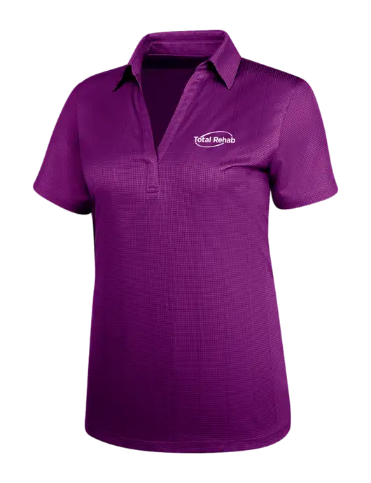 Violet Purple Womens Performance Fine Jacquard Polo w/Total Rehab Logo
