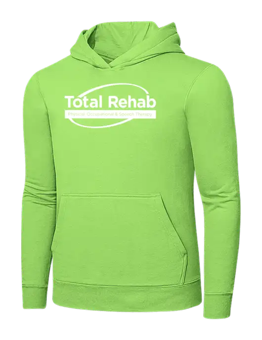 Light Green 7.8. oz Ring Spun Hooded Sweatshirt w/Total Rehab Logo