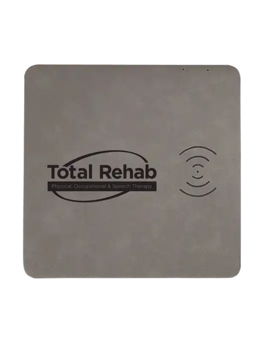 Grey Laserable Leatherette Phone Charging Mat w/Total Rehab Logo