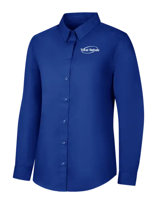 Womens Royal Long Sleeve Carefree Poplin Shirt w/Total Rehab Logo