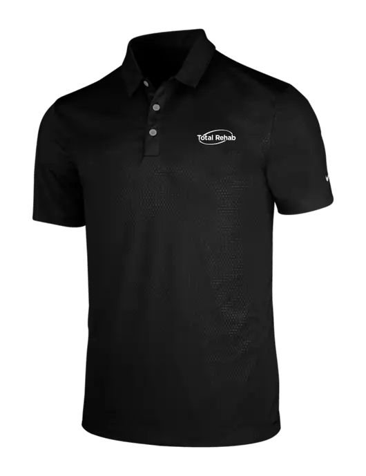 NIKE Black Dri-Fit Embossed Tri-Blade Polo w/Total Rehab Logo