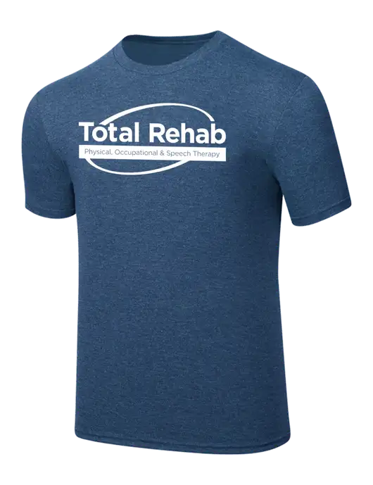 Simply Soft Heathered Navy 4.5oz  Poly/Combed Ring Spun Cotton T-Shirt w/Total Rehab Logo