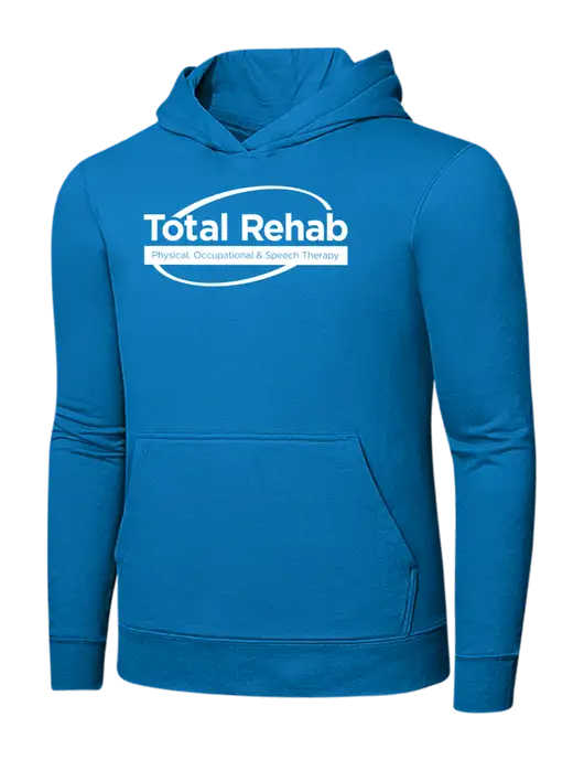 Medium Dark Sapphire 7.8 oz Ring Spun Hooded Sweatshirt w/Total Rehab Logo