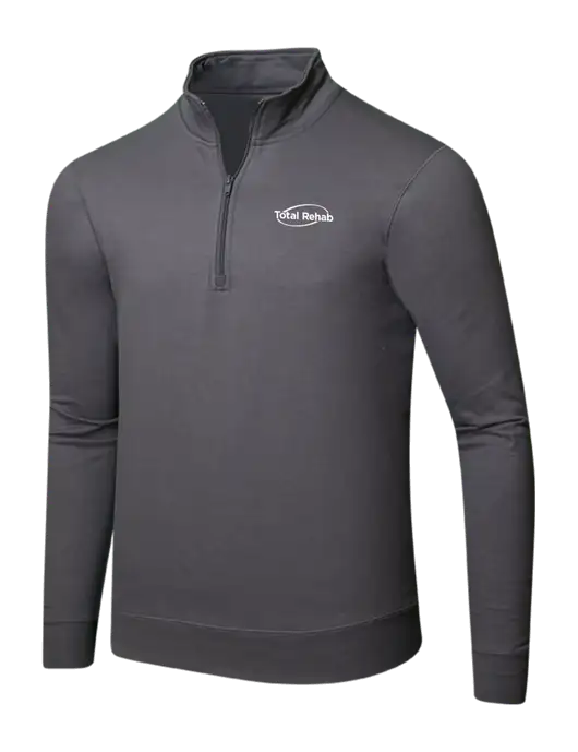 Charcoal 8.5 oz Ring Spun 1/4 Zip Pullover Sweatshirt w/Total Rehab Logo