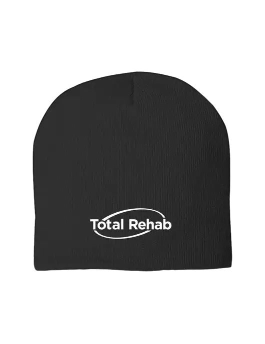 Solid Black Element Knit Beanie w/Total Rehab Logo