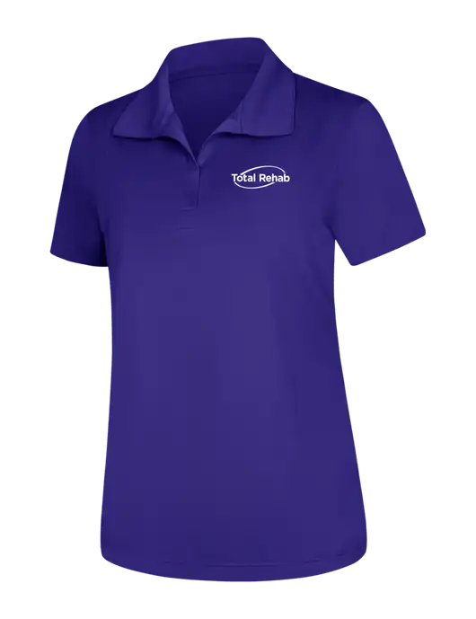 Womens Purple Micropique Sport-Wick Polo w/Total Rehab Logo