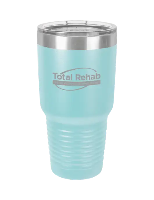 Polar Camel 30 oz Powder Coated Light Blue Vacuum Insulated Tumbler w/Total Rehab Logo