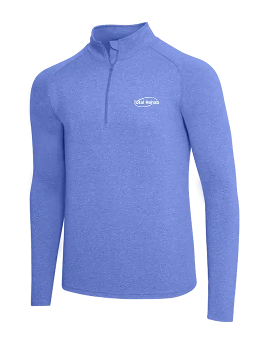 Royal Heather Sport Wick Stretch 1/4 Zip Pullover w/Total Rehab Logo