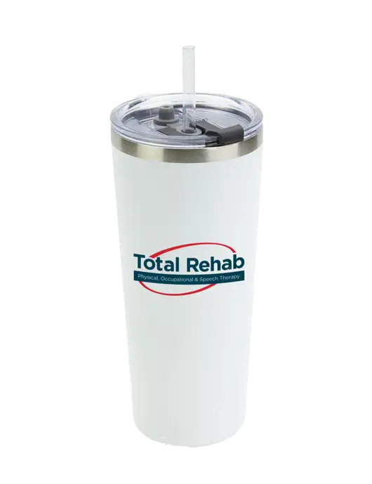Brighton White 20 oz Insulated Tumbler & Straw w/Total Rehab Logo