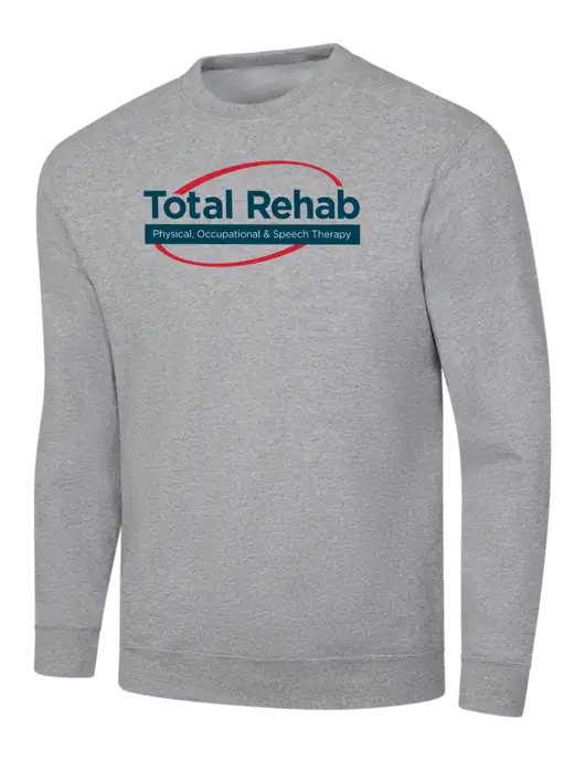 Light Grey Heather 7.8 oz Ring Spun Crew Sweatshirt w/Total Rehab Logo
