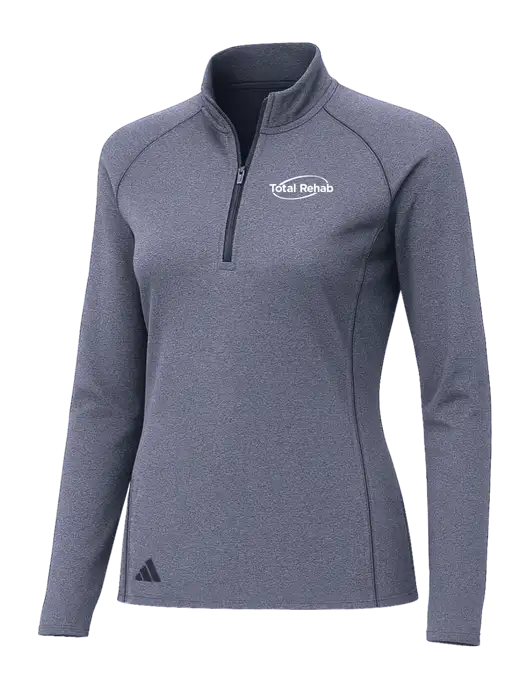Adidas Womens Navy Melange Space Dyed Quarter-Zip Pullover  w/Total Rehab Logo