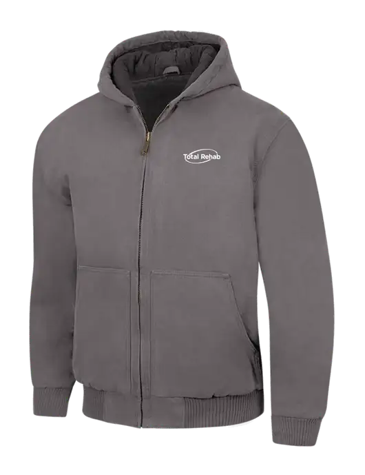 CornerStone Medium Grey Washed Duck Cloth Insulated Hooded Work Jacket w/Total Rehab Logo
