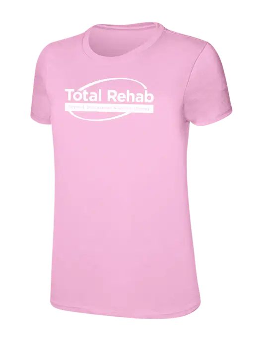Womens Ring Spun Candy Pink 4.5 oz T-Shirt w/Total Rehab Logo