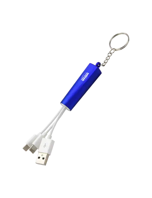Blue Light-Up Charging Cable with Key Ring w/Total Rehab Logo