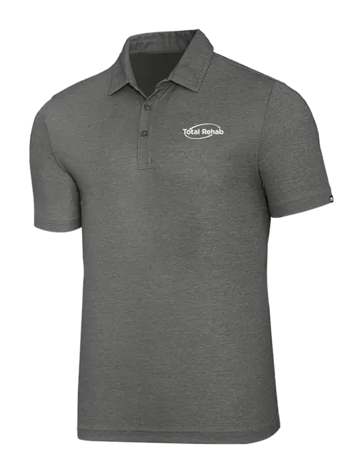 TravisMathew Grey Heather Oceanside Polo w/Total Rehab Logo