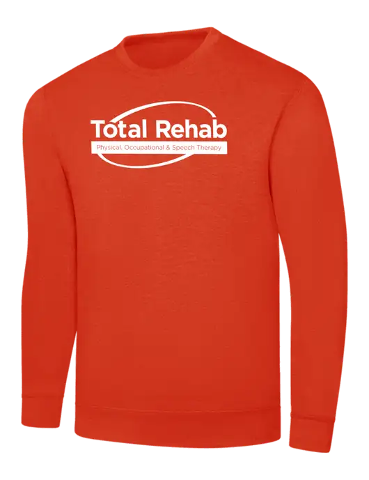 Orange 7.8 oz Ring Spun Crew Sweatshirt w/Total Rehab Logo