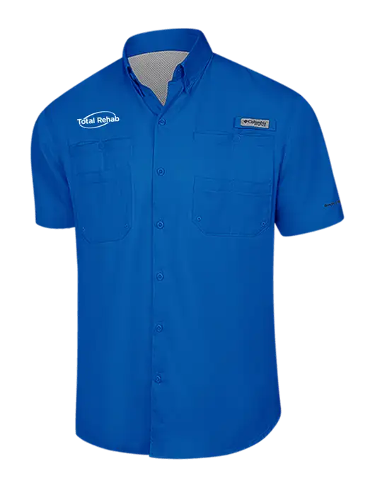 Columbia Royal PFG Tamiami II Short Sleeve Shirt w/Total Rehab Logo