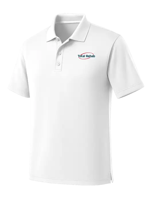 White Dry Zone UV Micro Mesh Polo w/Total Rehab Logo
