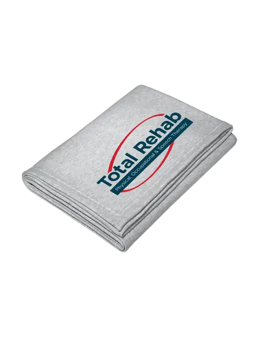 Core Light Grey Heather Fleece Sweatshirt Blanket w/Total Rehab Logo
