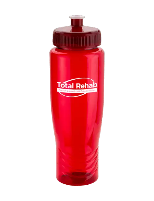 Roam Red 28 oz Eco-Polyclear Bottle with Push Pull Lid w/Total Rehab Logo