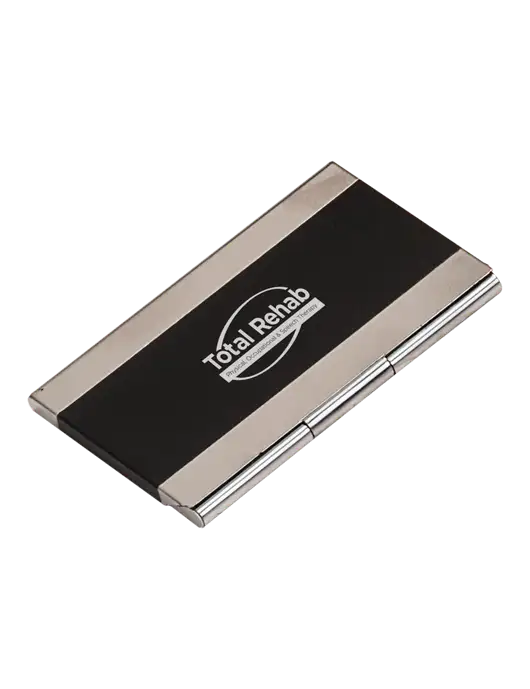 Black 3.75 x 2.5 Business Card Holder w/Total Rehab Logo