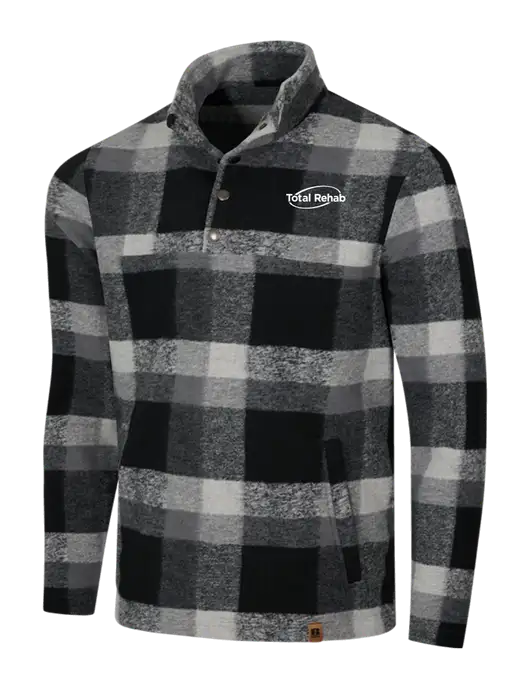 Russell Outdoors Black/White Plaid Basin Snap Pullover w/Total Rehab Logo