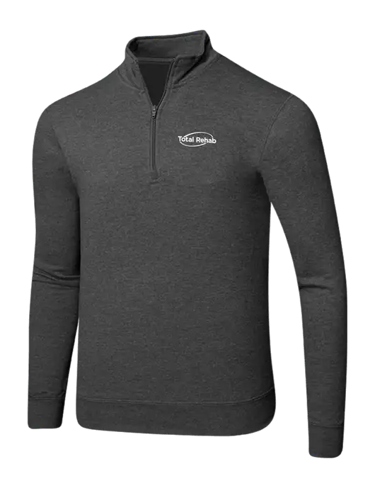 Dark Heather Grey 8.5 oz Ring Spun 1/4 Zip Pullover Sweatshirt w/Total Rehab Logo