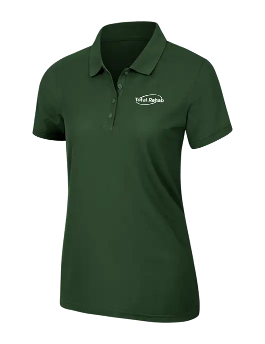 Dark Green Womens Core Classic Pique Polo w/Total Rehab Logo