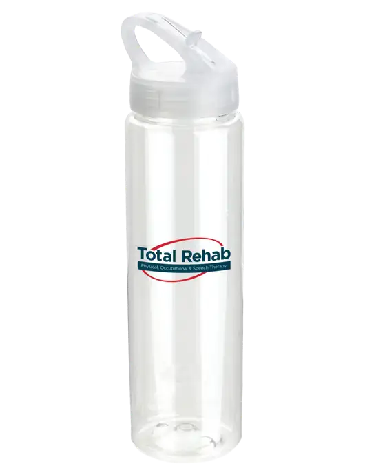 Buddy Clear 32 oz PET Bottle with Flip Lid w/Total Rehab Logo