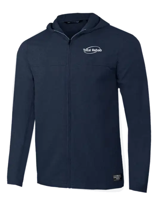 TravisMathew Dark Heather Navy Balboa Hooded Full-Zip Jacket w/Total Rehab Logo
