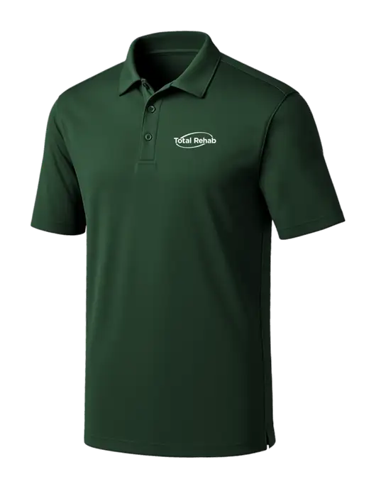 Dark Green Silk Touch Performance Polo w/Total Rehab Logo