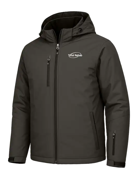 Cold Weather Vortex Dark Grey/ Black Waterproof 3-in-1 Jacket with Detachable Hood w/Total Rehab Logo, Total Rehab Logo