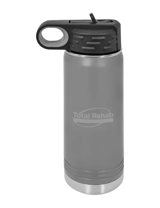 Polar Camel 20 oz Powder Coated Grey Vacuum Insulated Water Bottle w/Total Rehab Logo