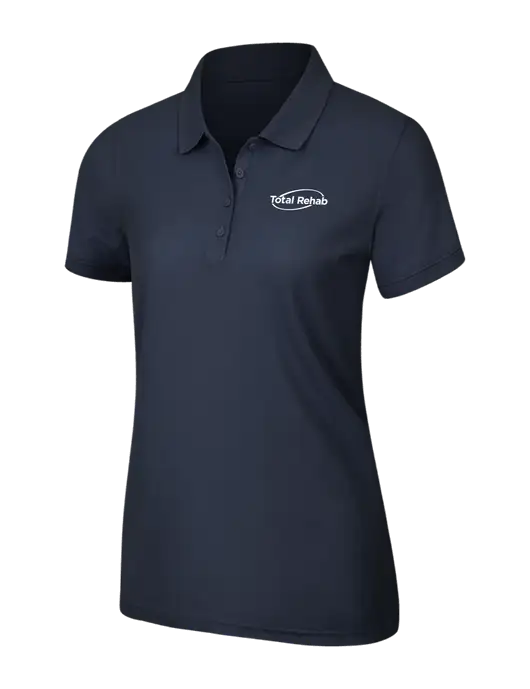 Navy Blue Womens Core Classic Pique Polo w/Total Rehab Logo