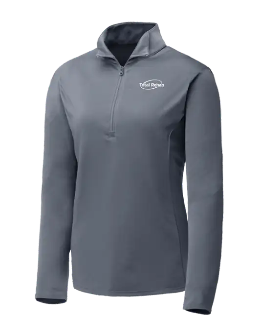 Medium Grey Womens Posicharge Competitor ¼ Zip Pullover w/Total Rehab Logo