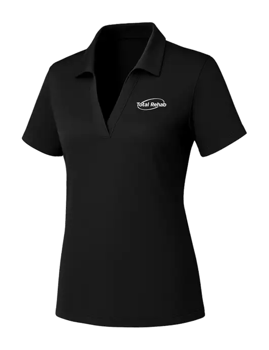 Womens Black PosiCharge RacerMesh Polo w/Total Rehab Logo