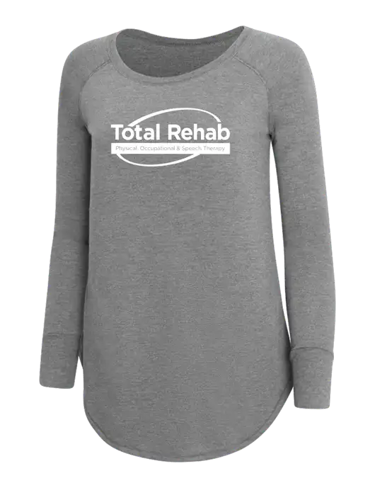 Womens Perfect Wide Collar Tunic Tri-Blend Grey Frost 4.5 oz T-Shirt w/Total Rehab Logo