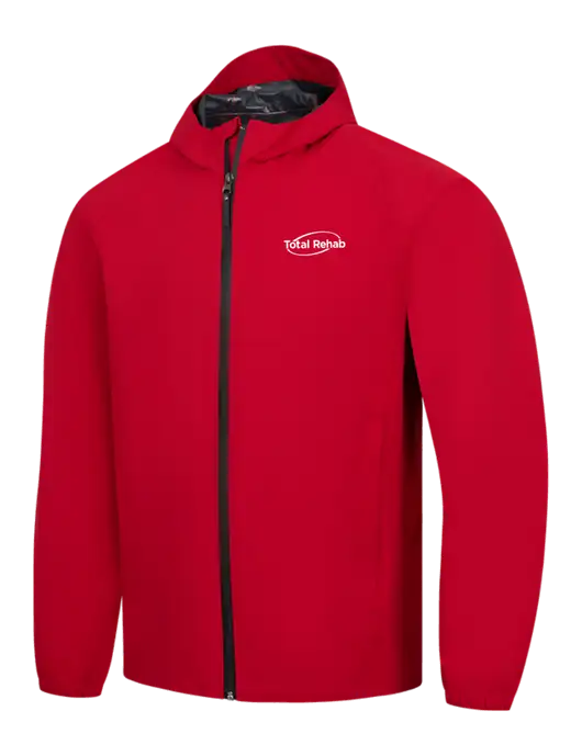 Red Essential Rain Jacket w/Total Rehab Logo