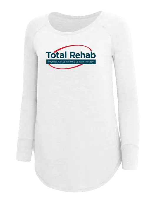 Womens Perfect Wide Collar Tunic Tri-Blend White 4.5 oz T-Shirt w/Total Rehab Logo