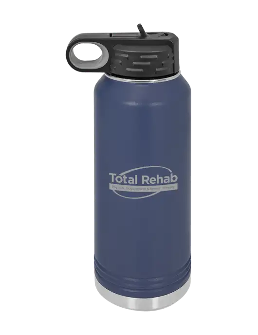 Polar Camel 32 oz Powder Coated Navy Vacuum Insulated Water Bottle w/Total Rehab Logo