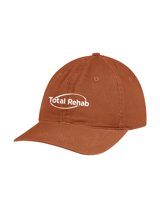 Garment Washed Unstructured Twill Burnt Orange Cap w/Total Rehab Logo