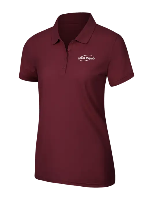 Maroon Womens Core Classic Pique Polo w/Total Rehab Logo