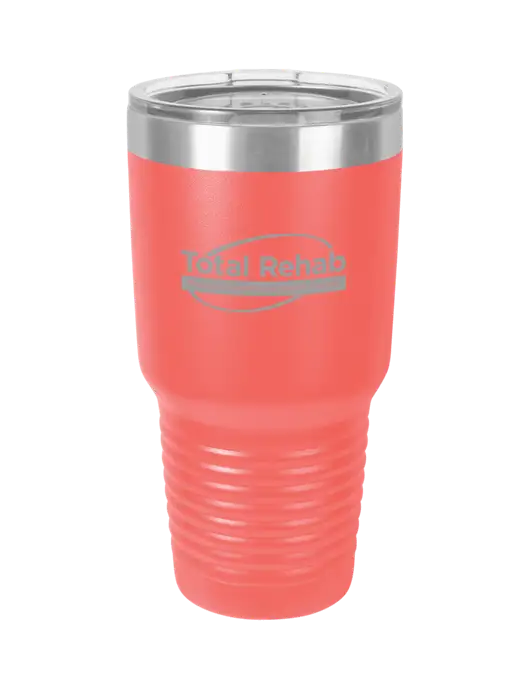 Polar Camel 30 oz Powder Coated Coral Vacuum Insulated Tumbler  w/Total Rehab Logo