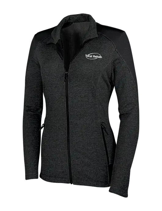 Womens Black Grid Fleece Jacket w/Total Rehab Logo