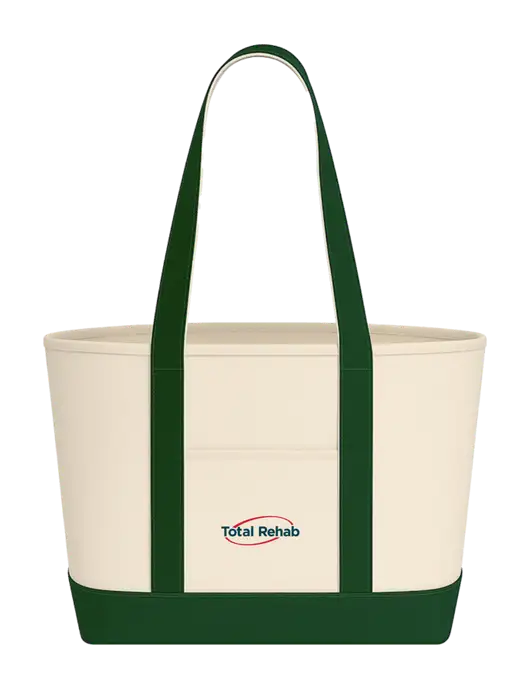 Natural/Dark Green Large Sturdy Cotton Canvas Carryall  w/Total Rehab Logo